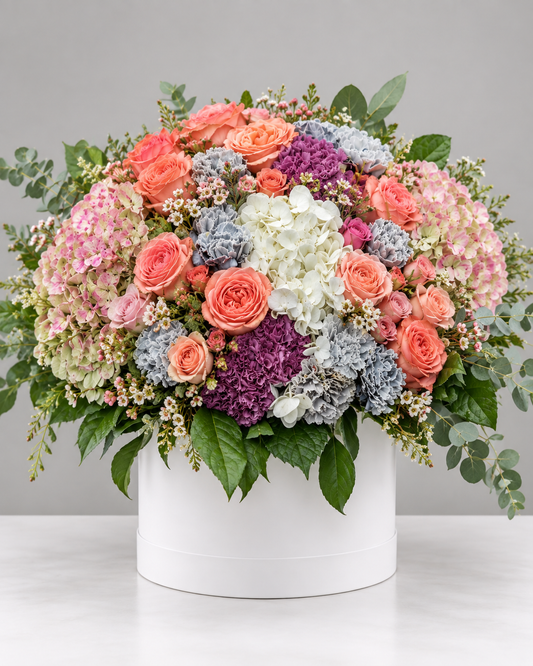 Peach Glow Colourful Vase Arrangements