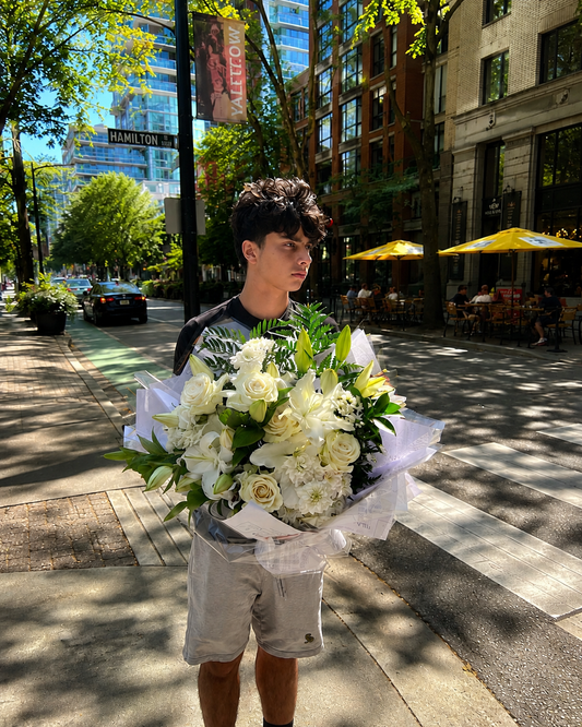 White Lux Hand-Tied Bouquets